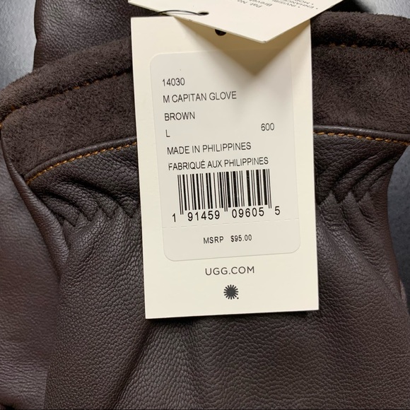 Ugg Men's Brown Leather Captain Gloves Size Large - Picture 2 of 4